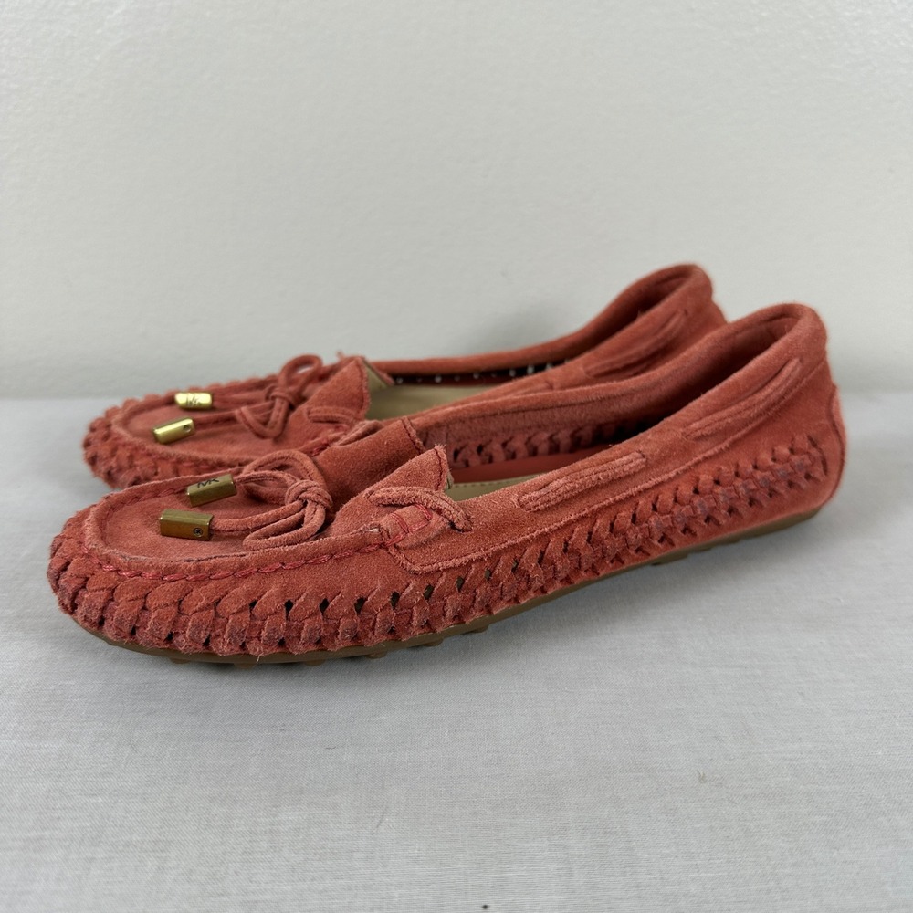 Michael Kors Women's 8M Moccasin Loafers Terracotta Suede Woven Driving Flats
